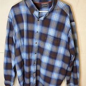 jf j.ferrar Blue Plaid Men's Shirt